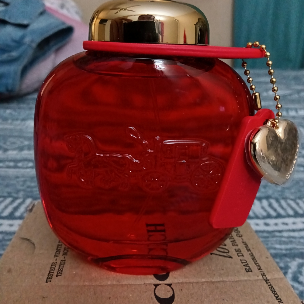 Coach Scarlet Glass Candle Holder with Golden Lid